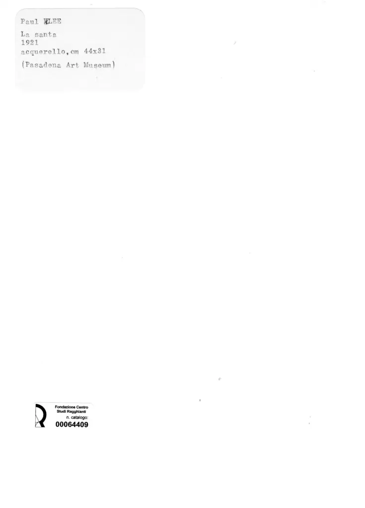 Anonimo , Klee, Paul - sec. XX - La santa , retro