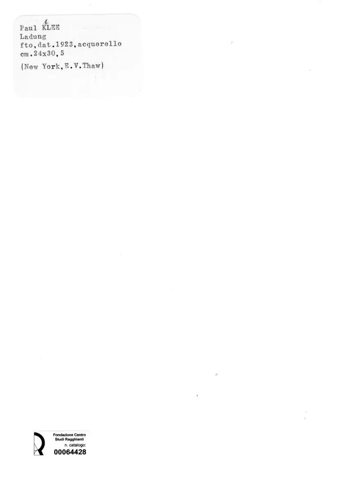 Anonimo , Klee, Paul - sec. XX - Ladung , retro