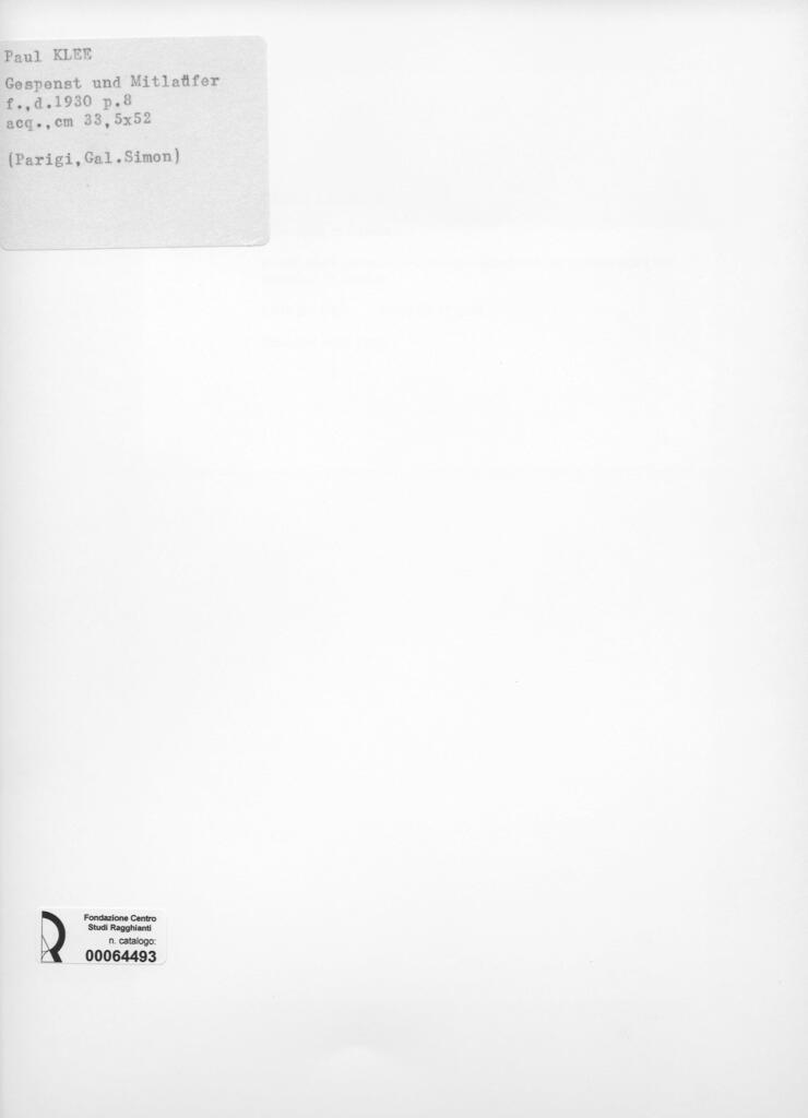 Anonimo , Klee, Paul - sec. XX - Gespenst und Mitlaüfer , retro