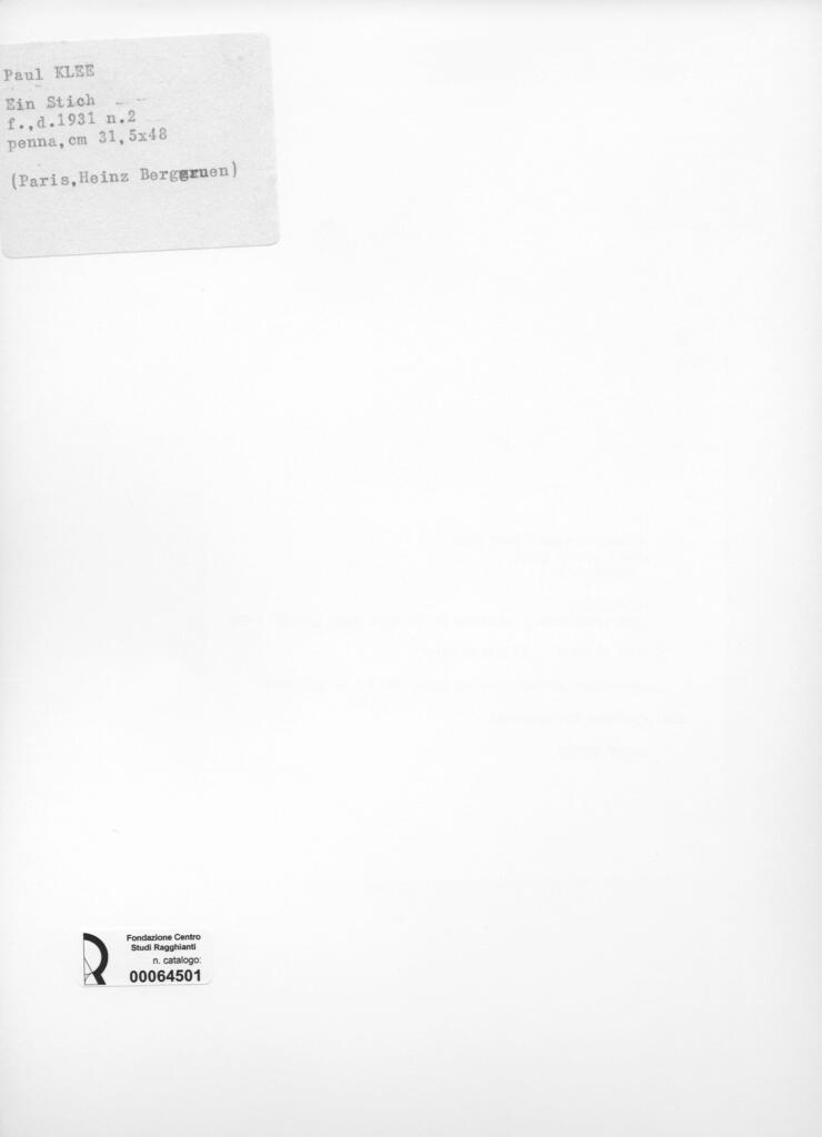Anonimo , Klee, Paul - sec. XX - Ein Stich , retro