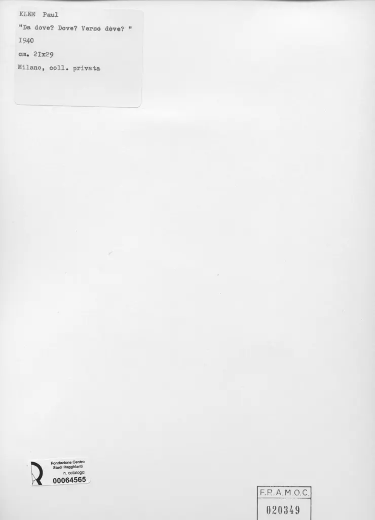 Anonimo , Klee, Paul - sec. XX -Da dove ? Verso dove ? , retro