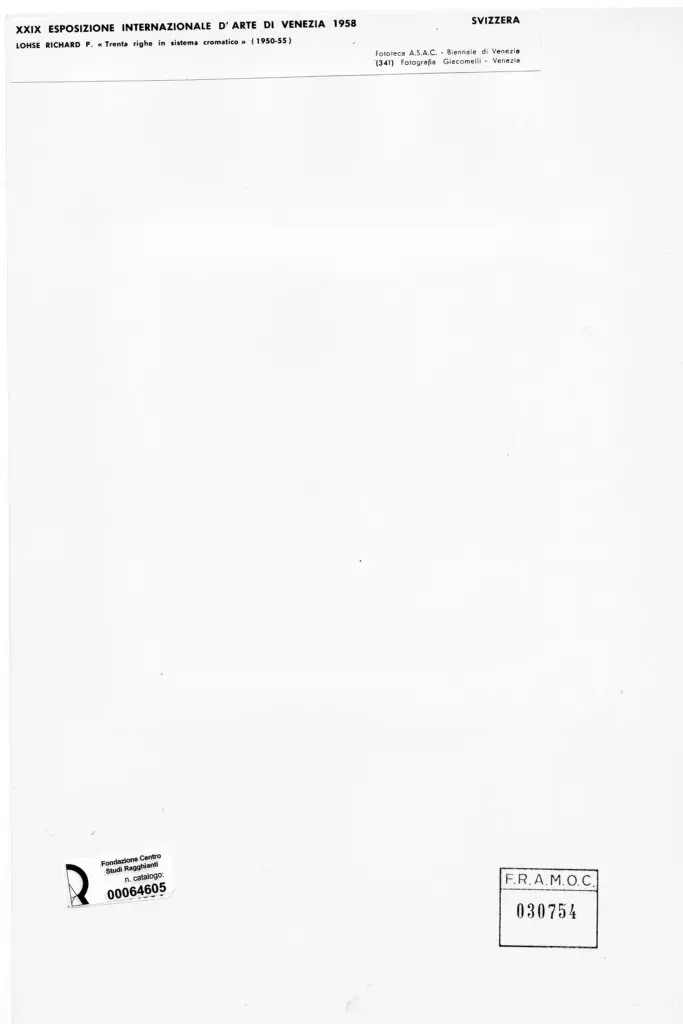 Giacomelli , Lohse, Richard Paul - sec. XX - Trenta righe in sistema cromatico , retro