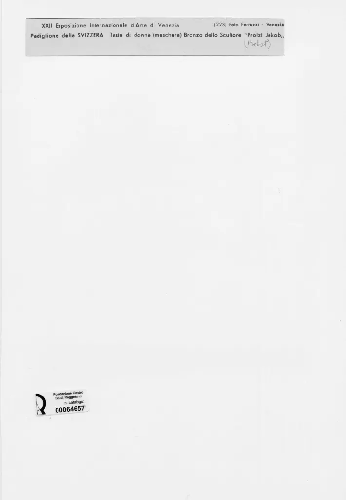 Fotografia Ferruzzi , Probst, Jakob - sec. XX - Testa di donna (maschera) , retro