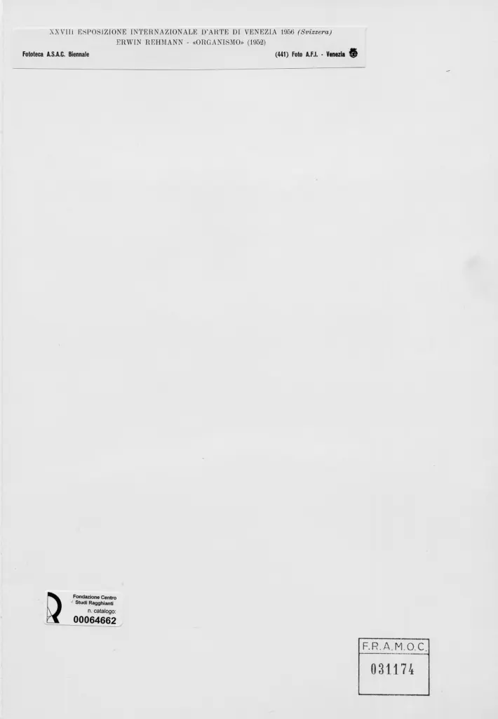 A.F.I. Agenzia Fotografica Industriale , Rehmann, Erwin - sec. XX - Organismo , retro