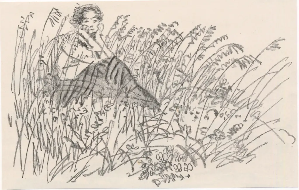 Anonimo , Walser, Karl - sec. XX - Ragazza nell'erba , fronte