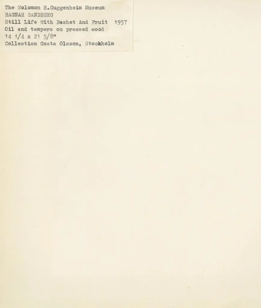 Anonimo , Sandberg, Ragnar - sec. XX - Still life with bashet and fruit , retro