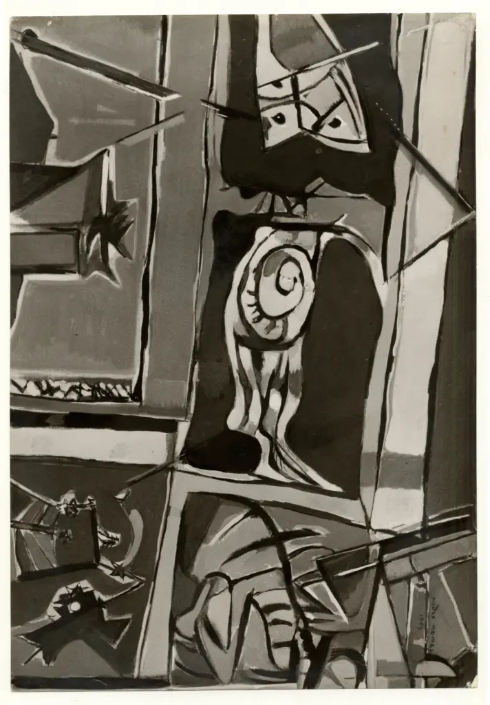 Nemes, Endre , Figure in red, blue and yellow -