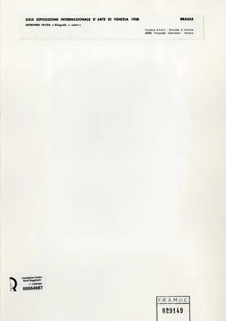 Giacomelli , Fayga, Ostrower - sec. XX - Xilografia a colori , retro