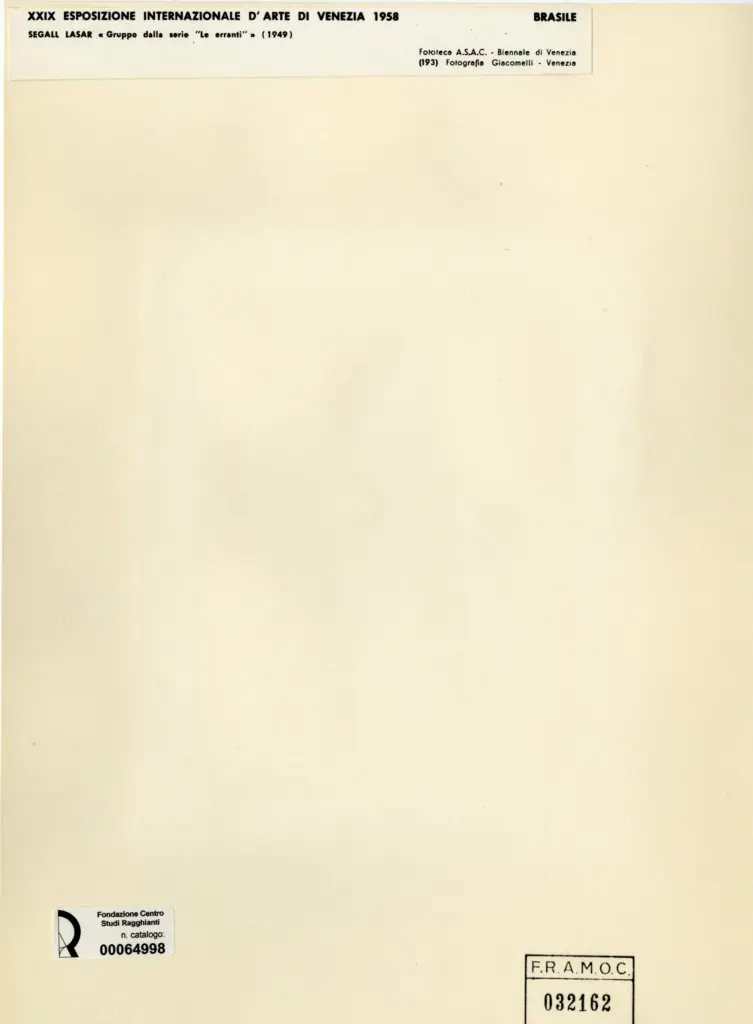 Anonimo , Segall, Lasar - sec. XX - Le erranti , retro