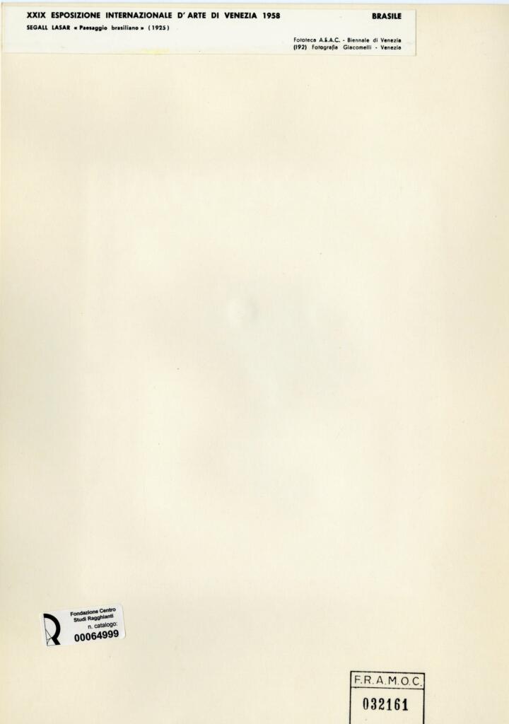 Giacomelli , Segall, Lasar - sec. XX - Paesaggio brasiliano , retro