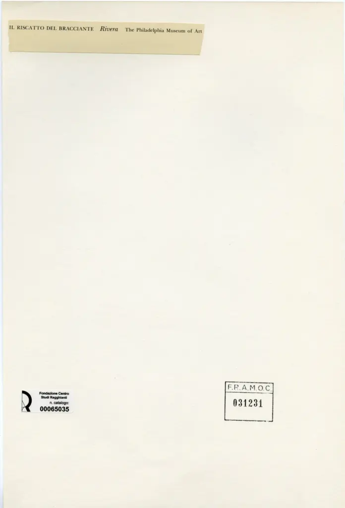 Anonimo , Rivera, Diego - sec. XX - Il riscatto del bracciante , retro