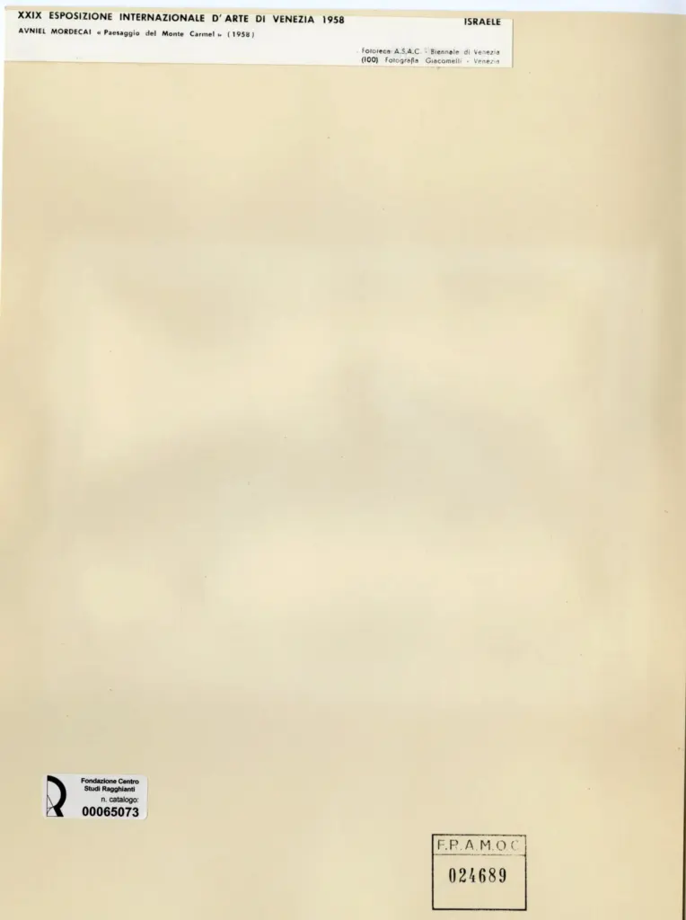 Giacomelli , Avniel, Mordecai - sec. XX - Paesaggio del Monte Carmel , retro