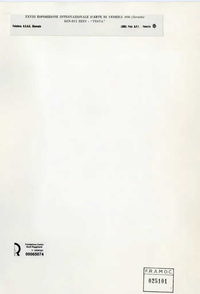 A.F.I. Agenzia Fotografica Industriale , Ben-Zvi, Zeev - sec. XX - Testa , retro