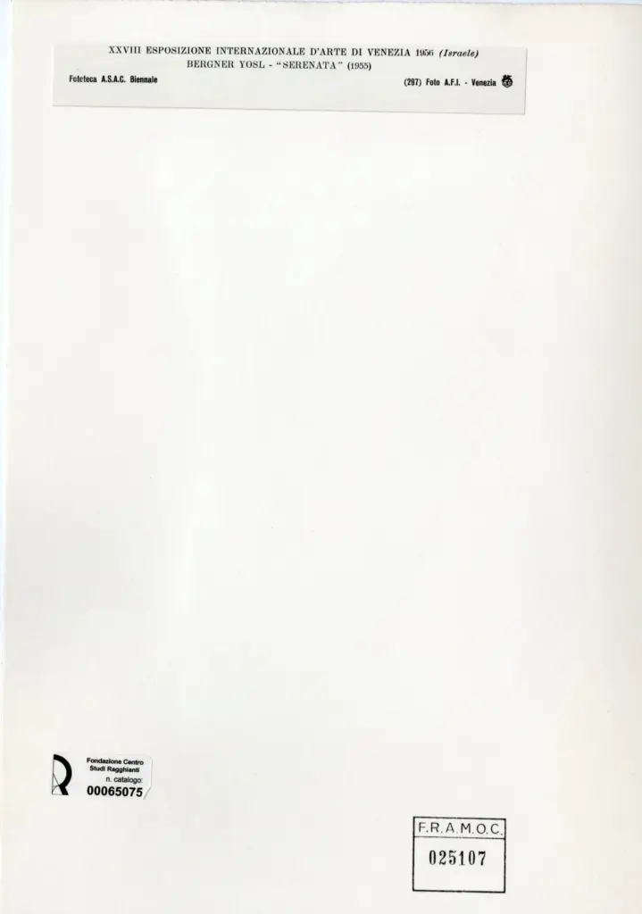 A.F.I. Agenzia Fotografica Industriale , Bergner, Yosl - sec. XX - Serenata , retro