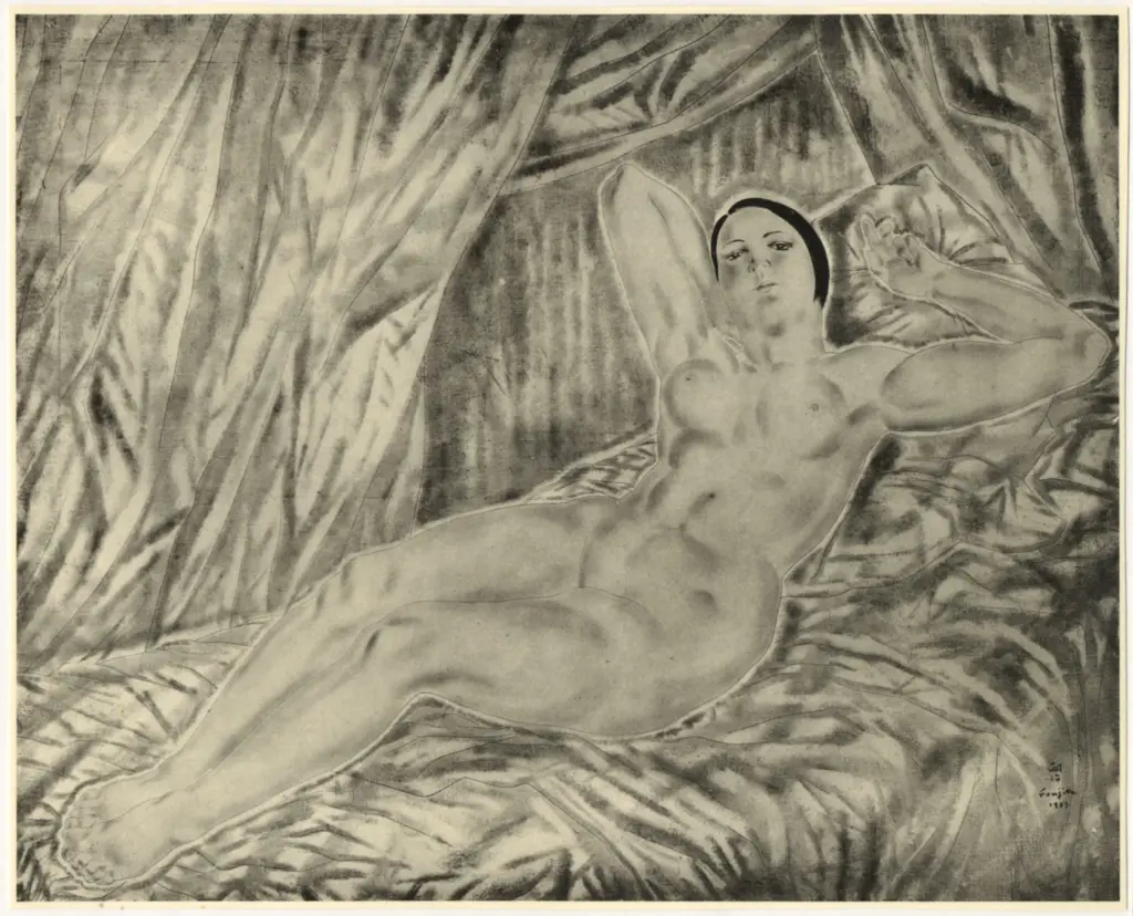 Foujita, Tsugaharu , Femme au divan