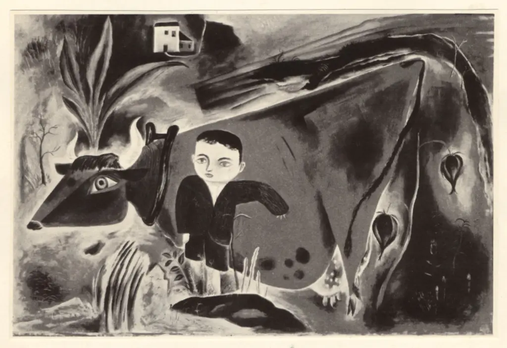 Anonimo , Kuniyoshi, Yasuo - sec. XX - Il piccolo Joe con la mucca , fronte