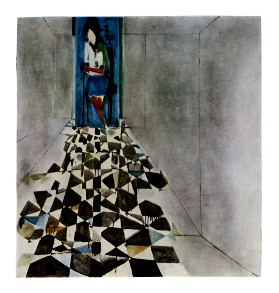 Anonimo , Sangawongse, Pote - sec. XX - Donna che esce da una porta azzurra , fronte