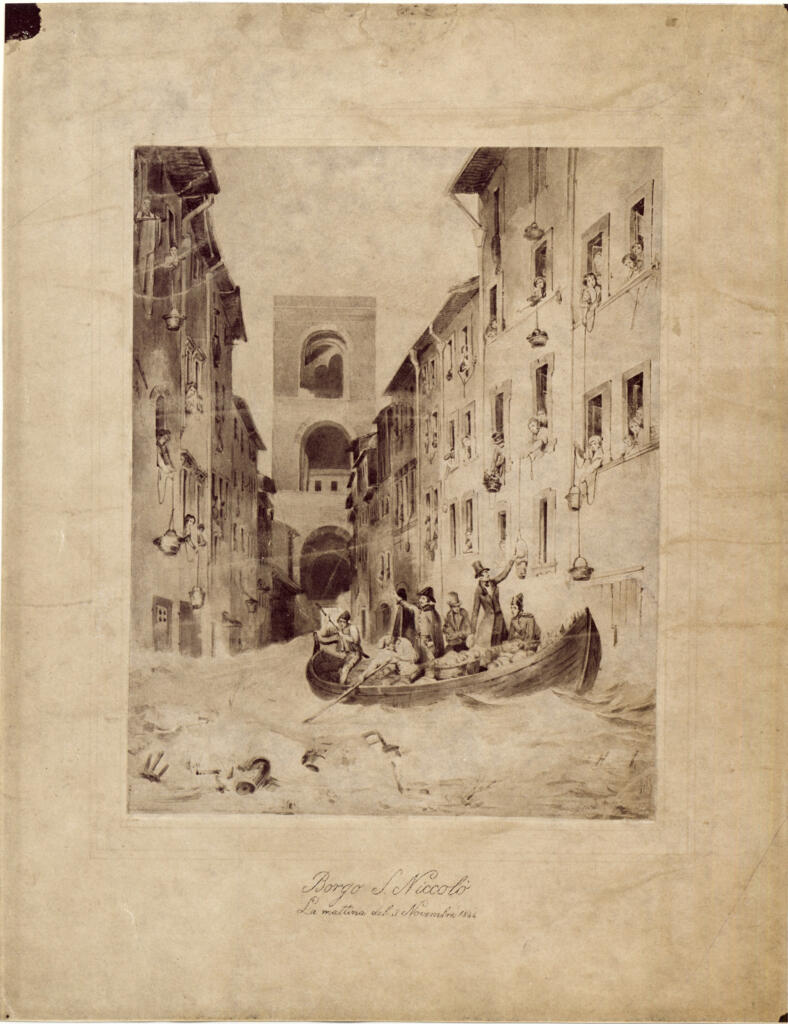 Anonimo italiano sec. XIX , L'alluvione del 1844 a Firenze