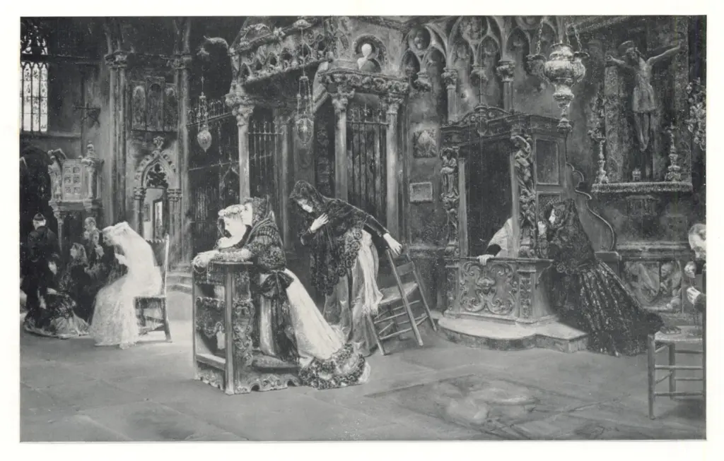 Anonimo spagnolo sec. XIX , Donne in chiesa