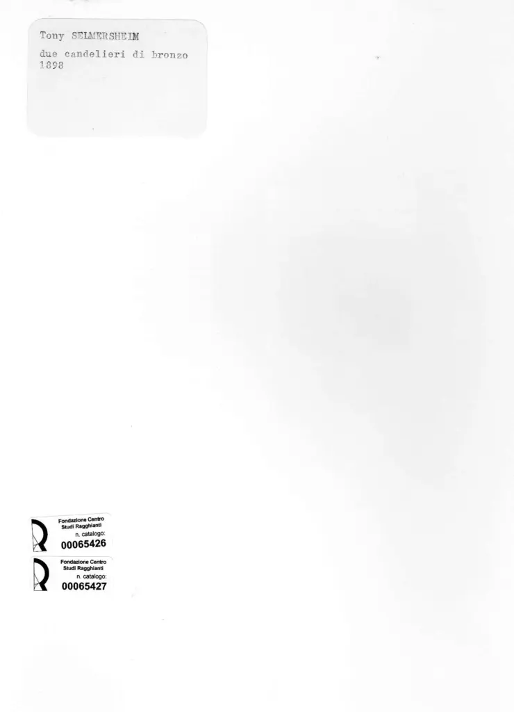 Anonimo , Selmersheim, Tony - sec. XIX - Candeliere di bronzo , retro