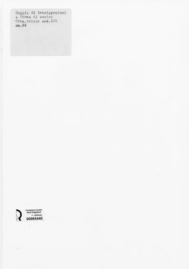 Anonimo , Anonimo sec. XIX - sec. XIX - Coppia di bruciaprofumi a forma di anatre , retro