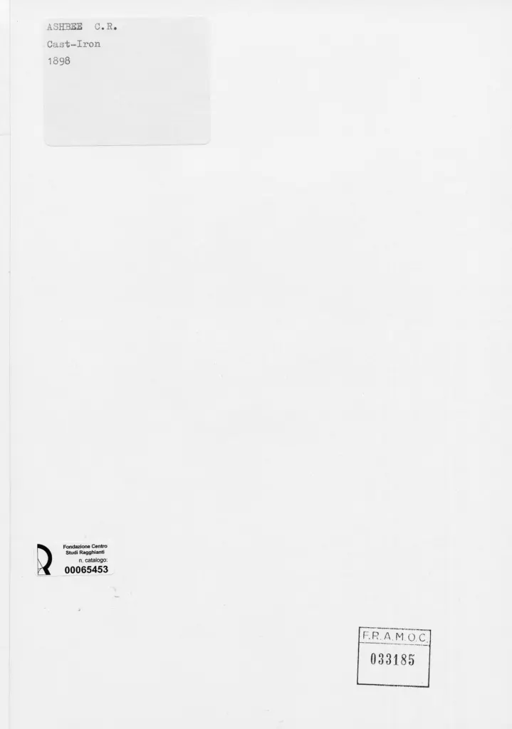 Anonimo , Ashbee, C.R. - sec. XIX - Camino in ghisa , retro