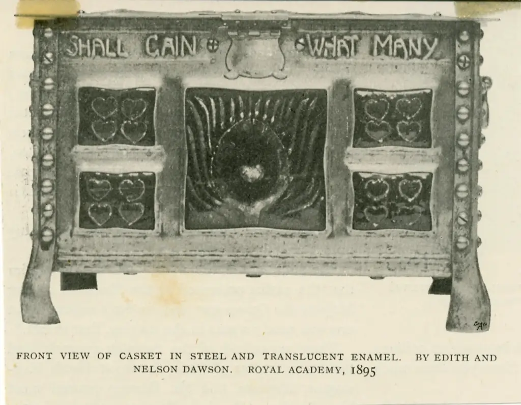 Dawson, Nelson e Edith , Cofanetto in acciaio e smalto traslucido (fronte)