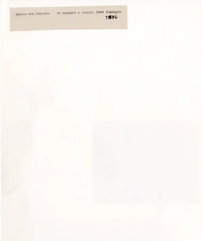 Anonimo , Oakley, Herbert - sec. XIX - Disegno per Fire-Dog , retro