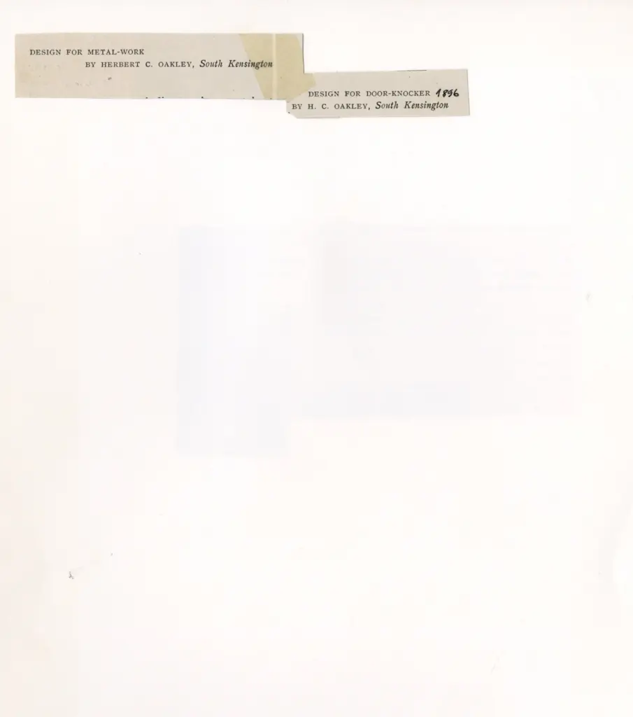 Anonimo , Oakley, Herbert - sec. XX - Disegno per lavoro di metallo , retro