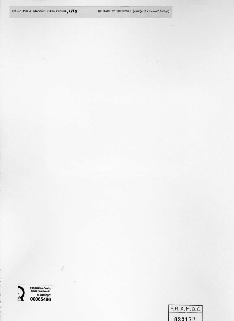 Anonimo , Beresford, Harriet - sec. XIX - Design for a wrought-steel fender , retro