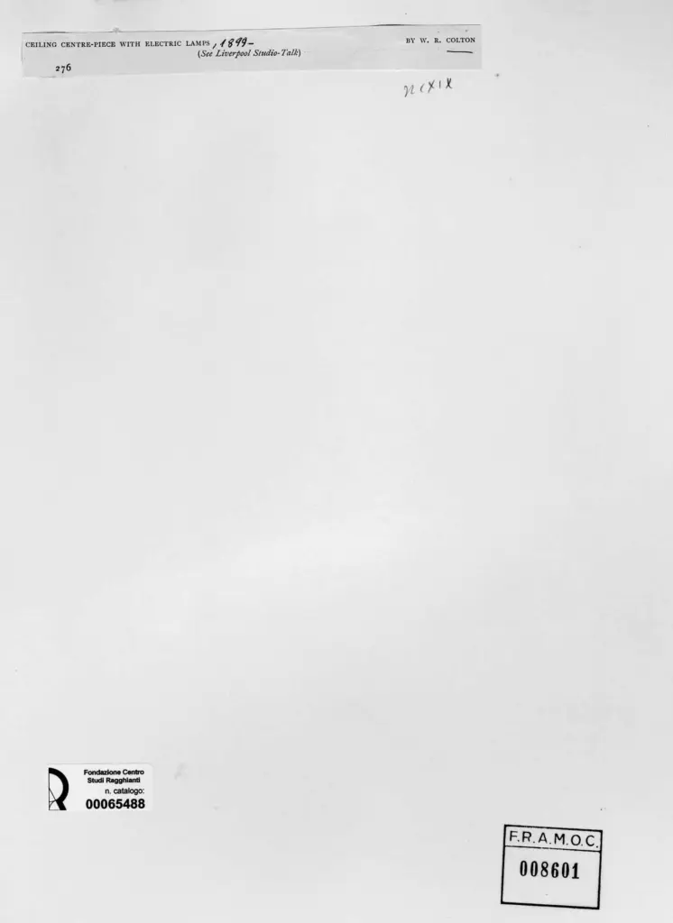 Anonimo , Colton, W.R. - sec. XIX - Ceiling centre-piece with electric lamps , retro