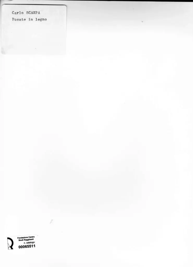 Anonimo , Scarpa, Carlo - sec. XX - Posate in legno , retro