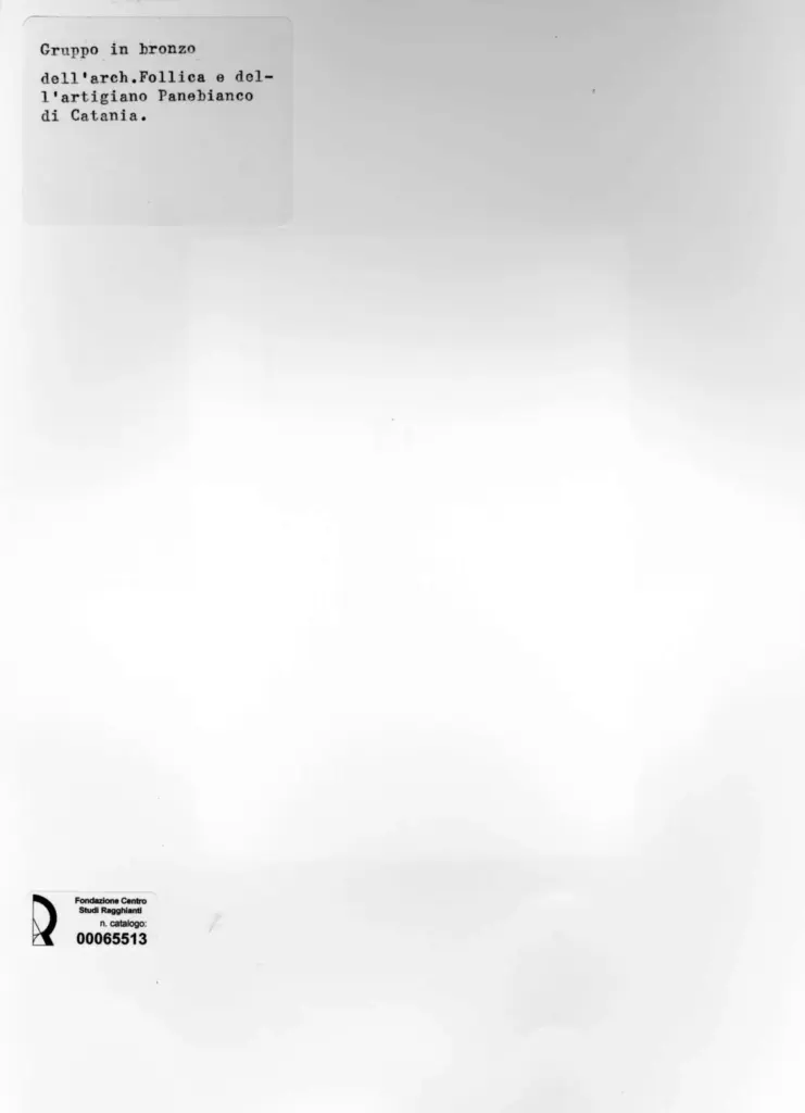 Foto Barsotti , Follica; Panebianco - sec. XX - Gruppo in bronzo , retro