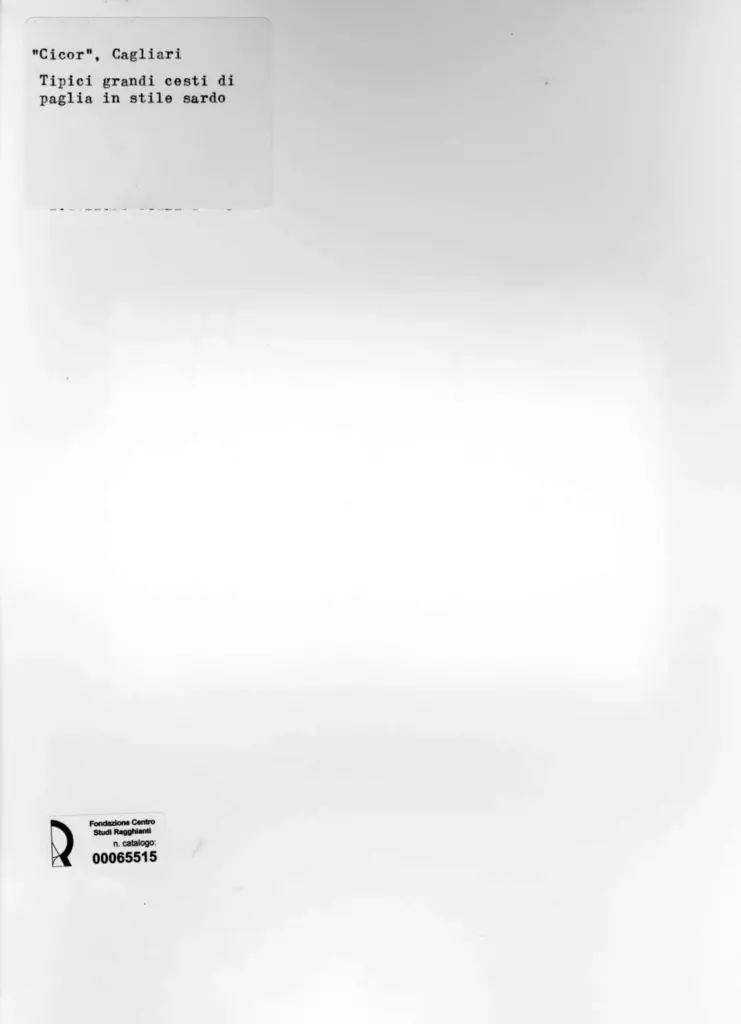 Foto Barsotti , Manifattura sarda - sec. XX - Cicor (tipici grandi cesti di paglia in stile sardo) , retro