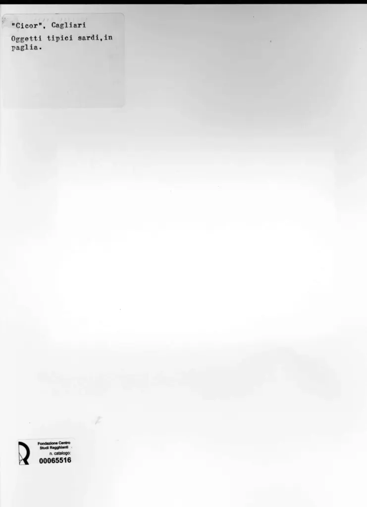 Foto Barsotti , Manifattura sarda - sec. XX- Cicor (oggetti tipici sardi in paglia) , retro