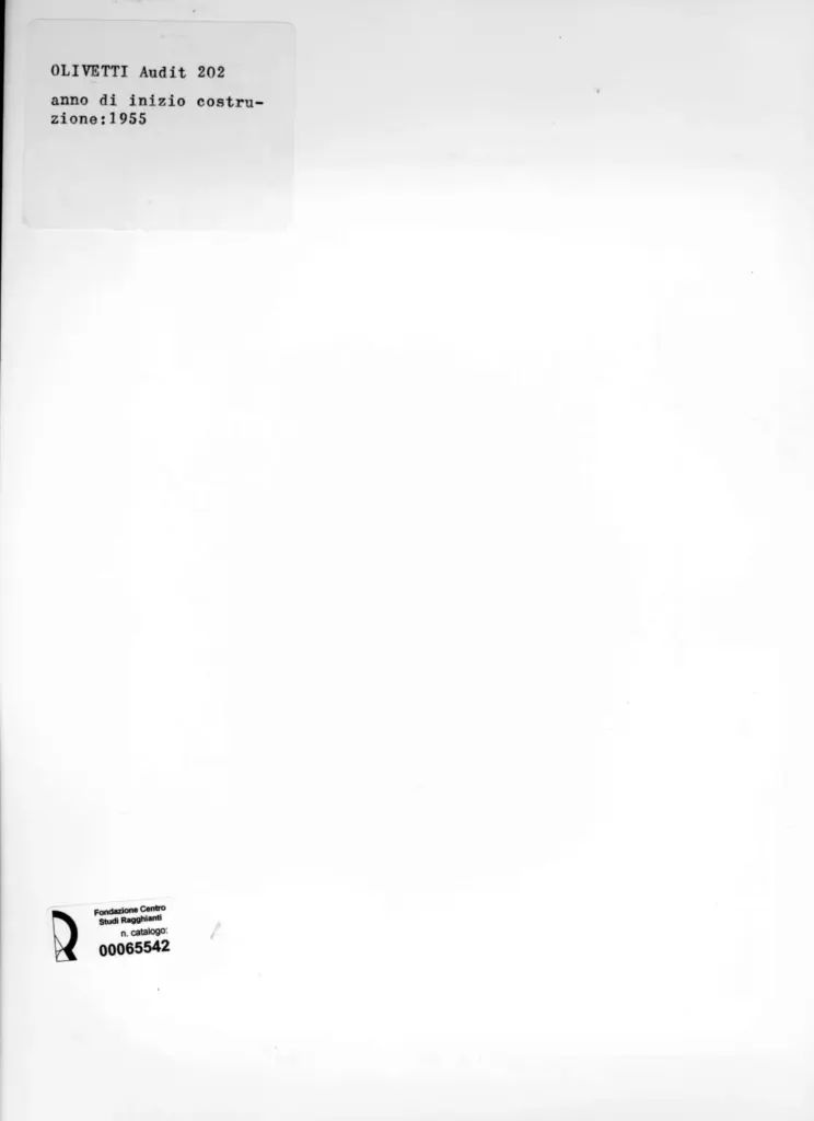 Anonimo , Olivetti - sec. XX - Olivetti Audit 202 , retro