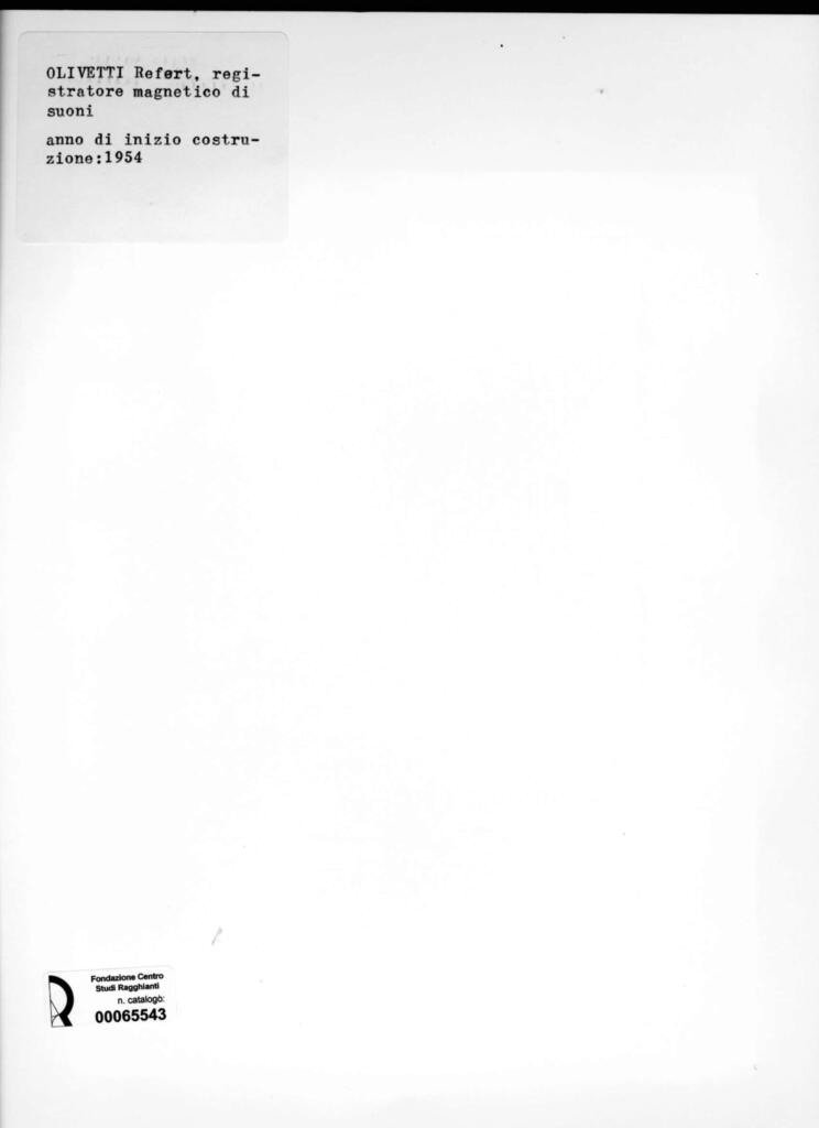 Anonimo , Olivetti - sec. XX - Olivetti Refert, registratore magnetico di suoni , retro