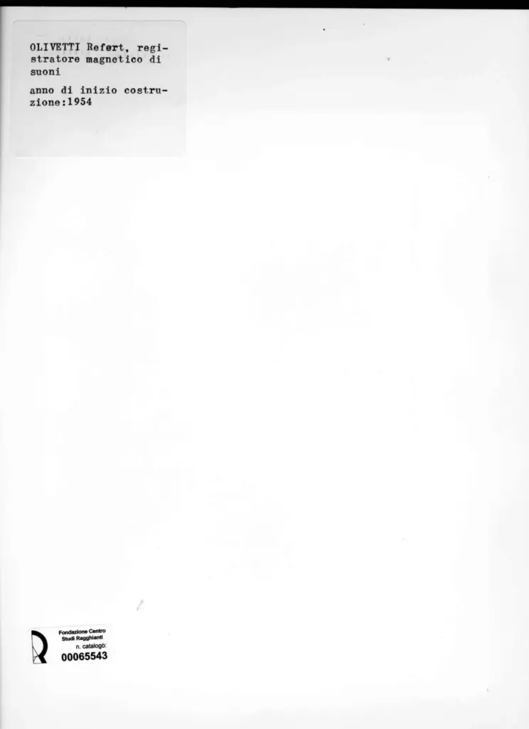 Anonimo , Olivetti - sec. XX - Olivetti Refert, registratore magnetico di suoni , retro