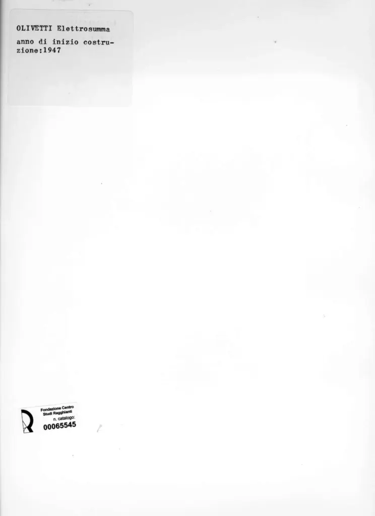 Anonimo , Olivetti - sec. XX - Olivetti Elettosumma , retro