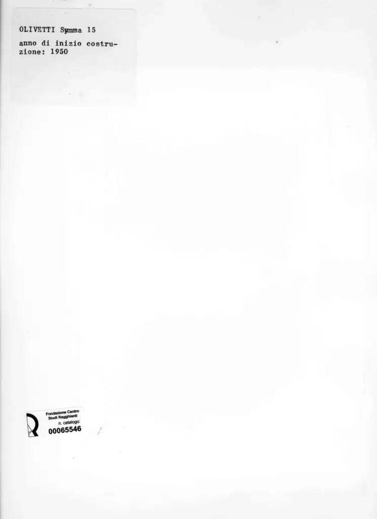 Anonimo , Olivetti - sec. XX - Olivetti Summa 15 , retro