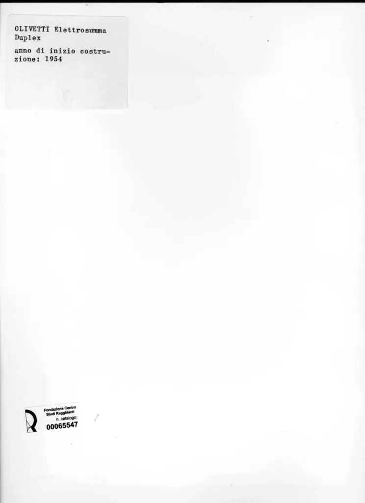 Anonimo , Olivetti - sec. XX - Olivetti Elettrosumma Duplex , retro