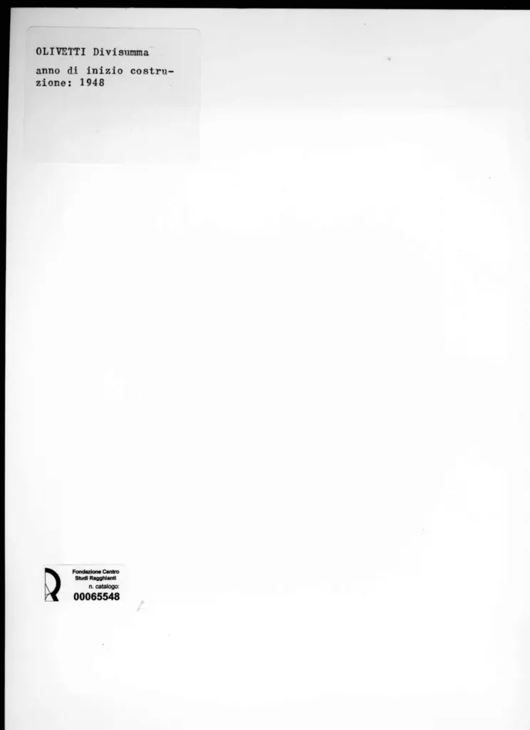Anonimo , Olivetti - sec. XX - Olivetti Divisumma , retro