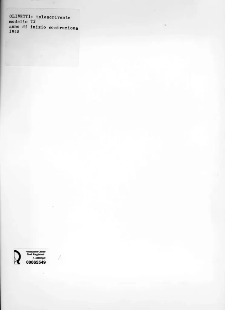Anonimo , Olivetti - sec. XX - Olivetti: telescrivendita modello T2 , retro
