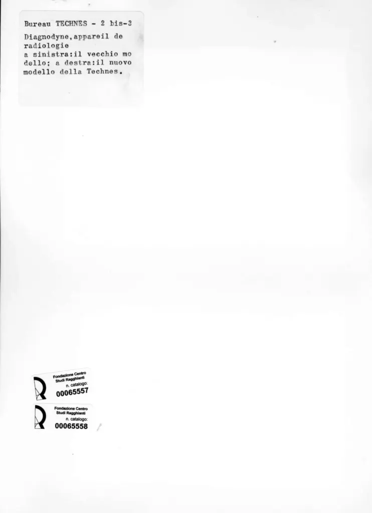Anonimo , Bureau Technes - sec. XX - Diagnodyne, apparecchio di radiologia , retro