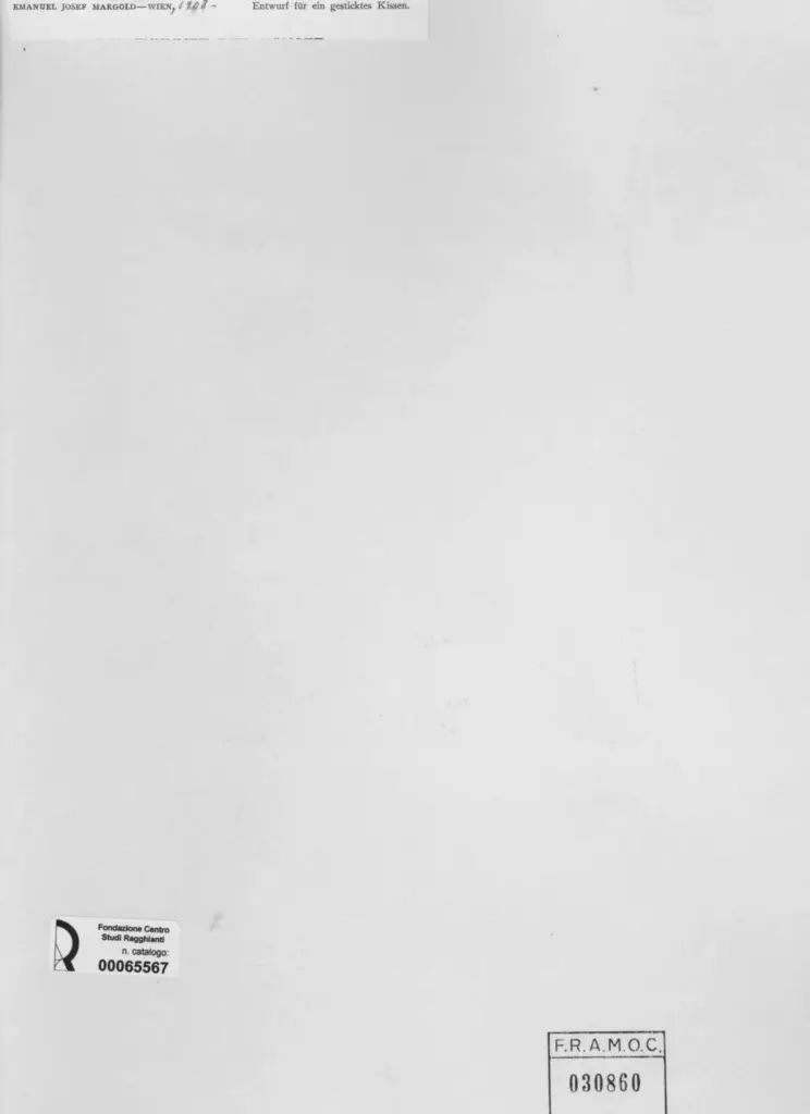 Anonimo , Margold, Emanuel Josef - sec. XX - Progetto per un cuscino , retro