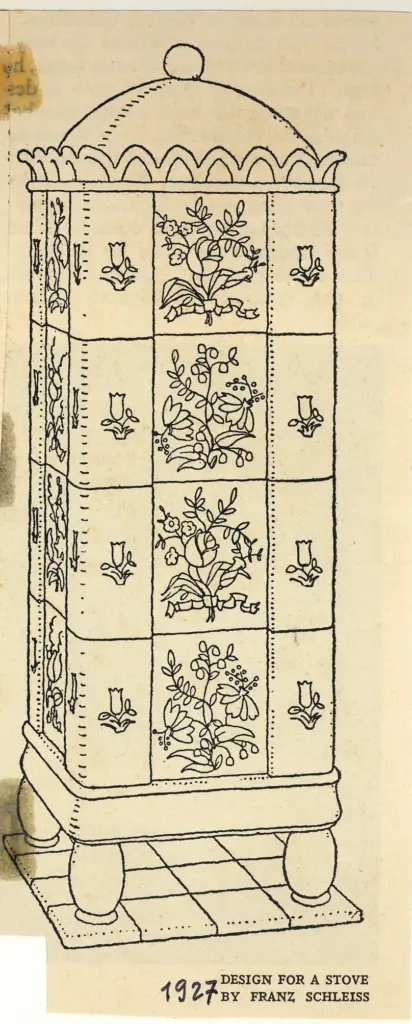 Anonimo , Schleiss, Franz - sec. XX - Disegno per una stufa , fronte
