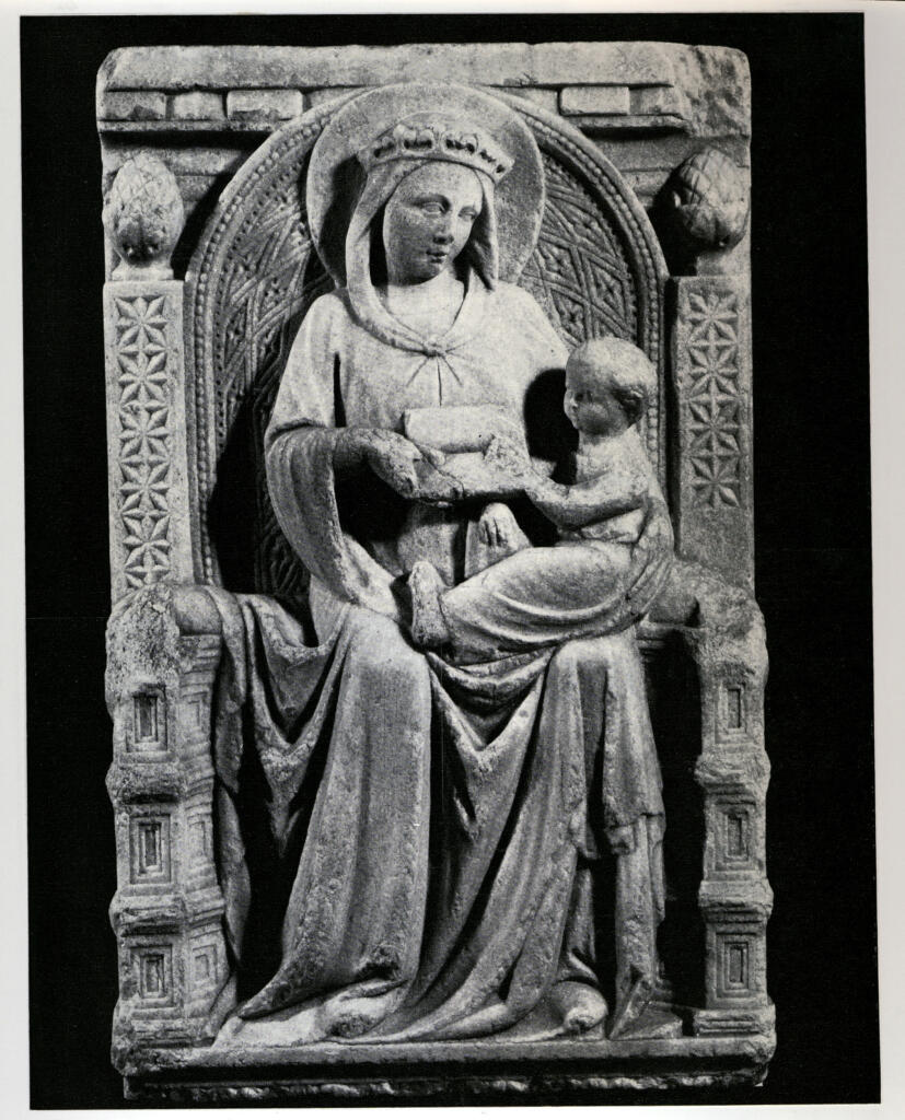 Anonimo , Anonimo - sec. XIV - Rilievo in marmo con Vergine e Bambino , fronte