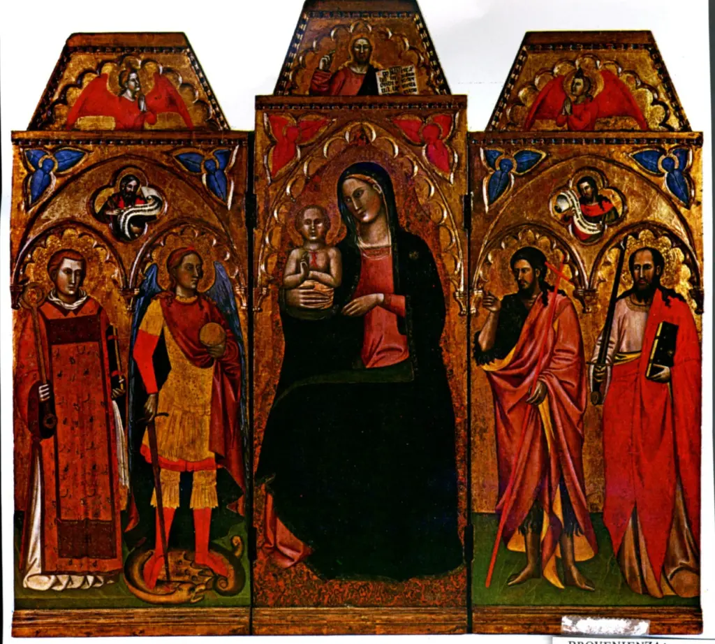 Giovanni di Bartolomeo Cristiani ; Nanni di Jacopo , Madonna con Bambino in trono e santi
