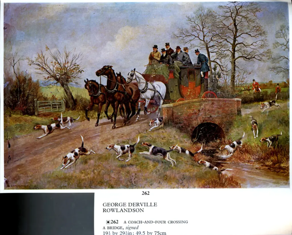 Anonimo , Derville Rowlandson, George - sec. XIX - A coach and four crossing a bridge , fronte