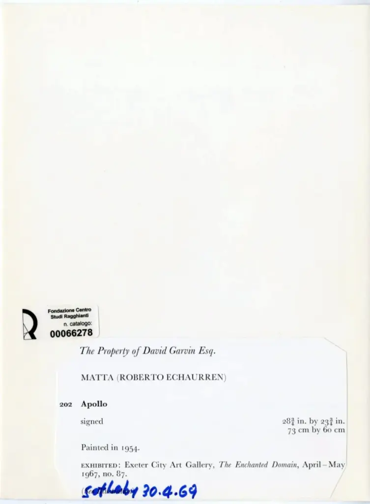 Anonimo , Matta, Roberto Antonio Sebastian Echaurren - sec. XX - Apollo , retro